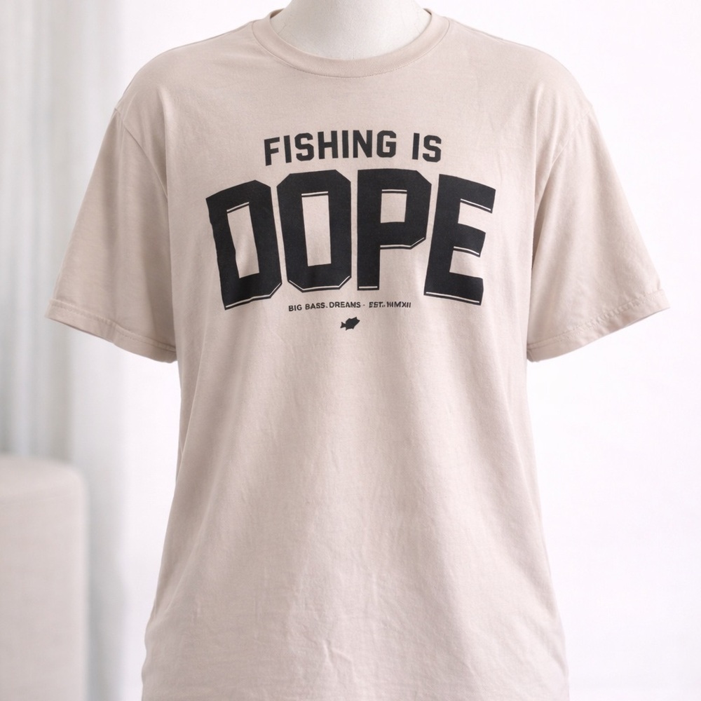 Fishing Is Dope Short Sleeve Tee - Beige